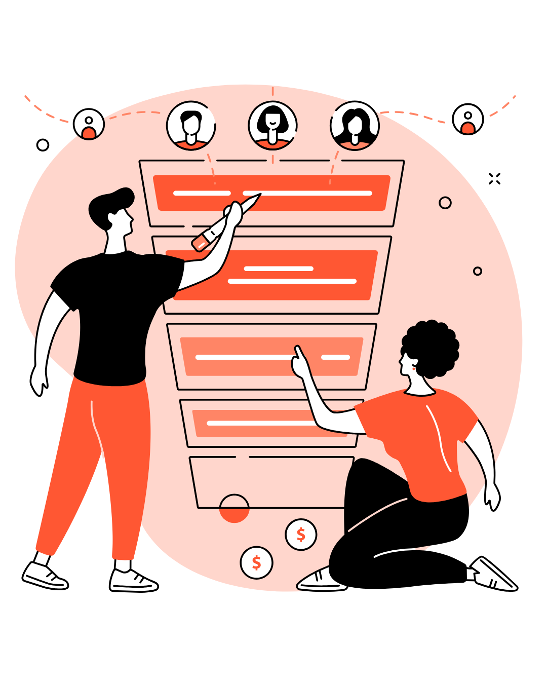 Marketing Funnel für Leadgenerierung und Conversion im Corporate Design Orange.
